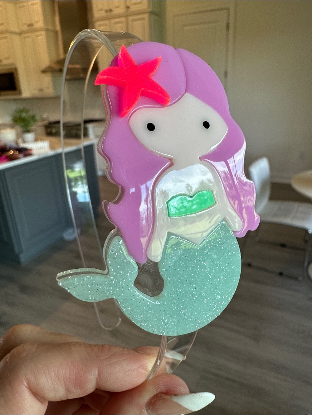 Kids Mermaid Headband — Pink & Aqua Glitter